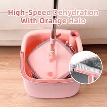 Spin Mop And Bucket Set With Self - Separating Dirty And Clean Water System Self - Wringing 360° Rotating Clean Mop - Head For Hardwood Tile And Marble Floors With 6 Pads - Pink - 粉色 - 查看 5