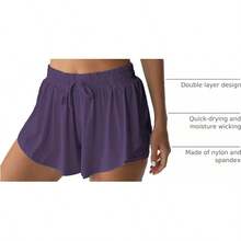 Flowy Athletic Shorts Women Running Tennis Shorts Girls 2-In-1 Double Layer Quick-Drying Comfy ShortsA Valentine's Day FRYB - Màu tím đậm - Xem 9