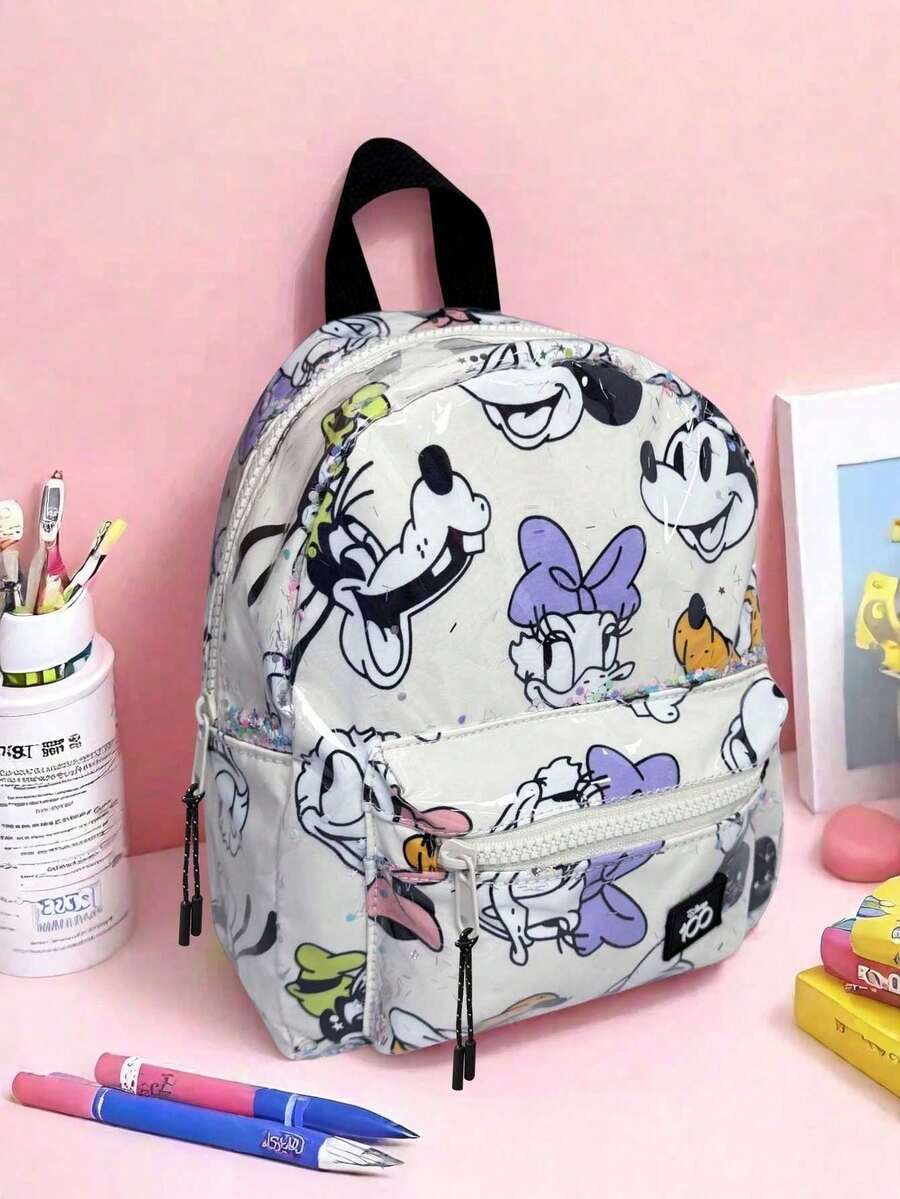 Disney  Mouse Print Backpack, Transparent Fashion Travel Backpack, Portable Travel Backpack - Multicolor - View 1