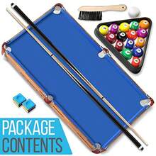 4.5ft 137.2 Cm Folding Pool Table 55in (140 Cm) Portable Foldable Billiards Game Table For And Adults With Sticks Cue Balls And Triangle Blue - Blue - View 7