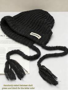 纯色针织加厚耳罩，加厚冬季女士头饰，可爱简约纯色针织帽，适合户外佩戴 - 彩色 - 查看 13