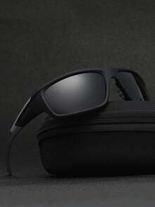 POLASUP 2副运动骑行驾驶钓鱼时尚眼镜，户外徒步旅行骑行眼镜，带硅胶防滑垫（含硅胶眼镜带、便携式眼镜盒、清洁布） - 2set黑灰框/全灰片 - 查看 6