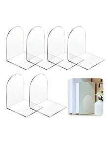 2个/4个亚克力书挡，书架书挡，透明书挡，适用于书架和桌面，用于收纳家居/办公用品和书籍 - 無色 - 查看 2