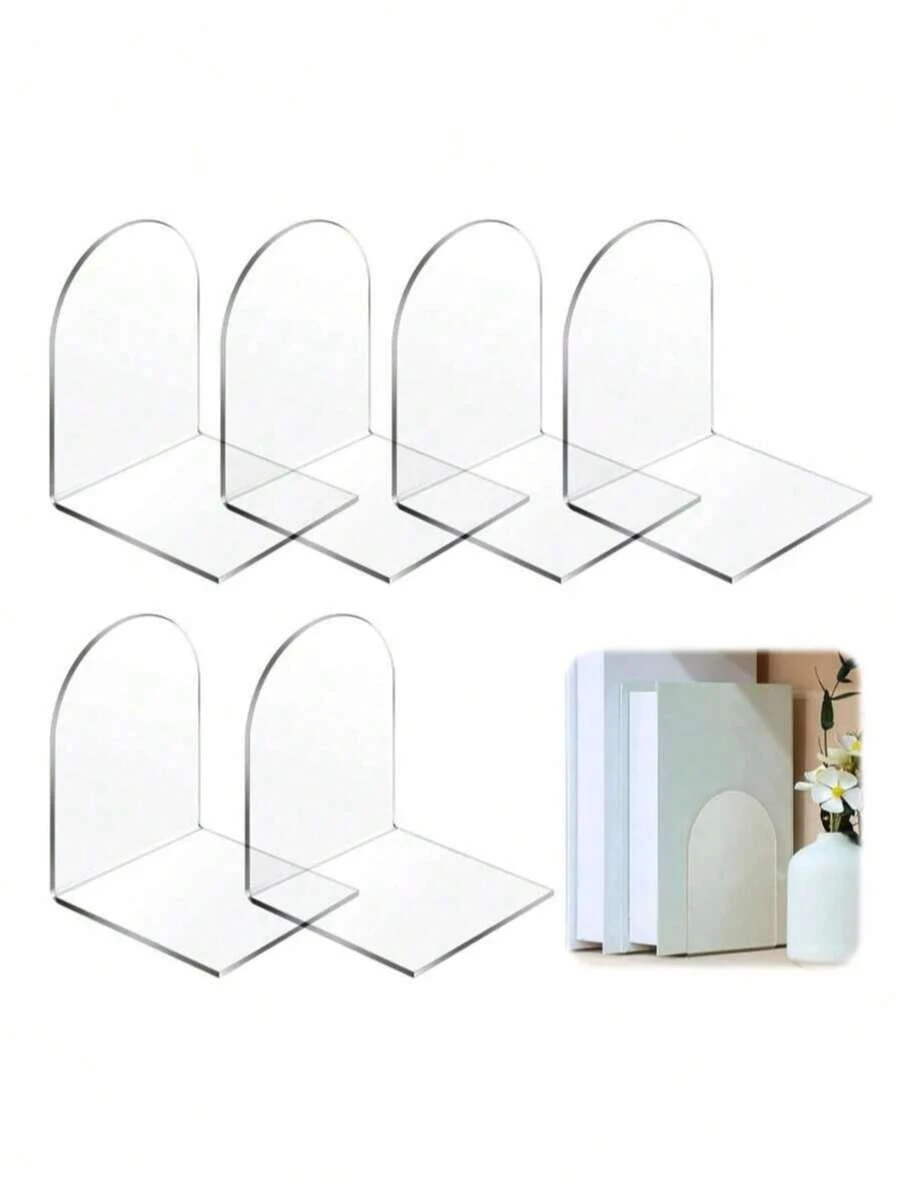 2个/4个亚克力书挡，书架书挡，透明书挡，适用于书架和桌面，用于收纳家居/办公用品和书籍