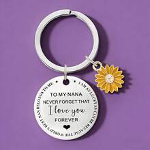 1pc "To My Nana" Keychain, Stainless Steel Engraved Gift For Grandmother, Mother's Day, Christmas, Family Gathering - Multicolor - View 3