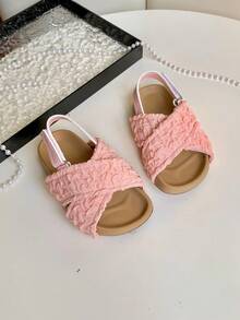 1-8 Years Old Summer Flat Baby Girl Shoes, Cute Pink Princess Style Toddler Sandals, Minimalist & Easy To Wear White Baby Sandals, Black Beach Sandals For Outings & Vacations, Soft Bottom Comfortable & Lightweight Baby Walking Shoes, Suitable For Home, Park, Social Occasions And More - Pink - View 8