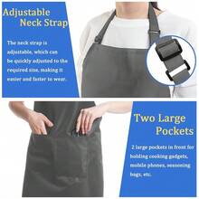4 Pack Chef Apron, Adjustable Apron With 2 Pockets, Unisex Personalised Apron For CooFKing, Kitchen, Restaurant,Grey - Grey - 查看 4