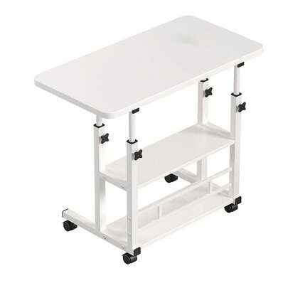 Großer Nachttisch, mobiler Beistelltisch, Laptop-Tisch mit Rollen, 3 Ablagefächer, höhenverstellbar, ergonomisch, fahrbar, ideal für Schlafzimmer, Wohnzimmer, Büro; leicht und praktisch.