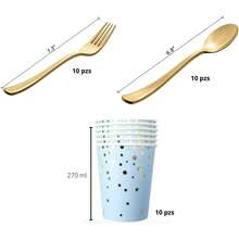 Disposable Kitchenware - Gold Blue Dots - View 3