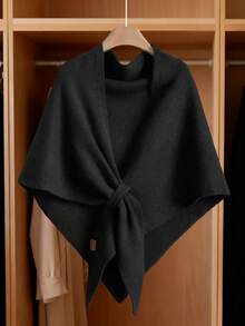 1 Peça Poncho Tricotado Oversized 185*76cm para Mulheres - Xale de Cor Sólida em Mistura Suave de Cashmere, Elegante Envoltório Adequado para Vestidos Formais, Cardigã Aberto Frontal Macio, Adequado para Primavera, Outono e Inverno, 73*30 Polegadas - Multicolorido - Visão 13