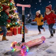 Regalo Navideño Niños  Patinete 3 Ruedas Ruedas Luminosas Vibrantes Equilibrado Ambiente Festivo Navideño Juguete Exclusivo - Rosa - Ver 2