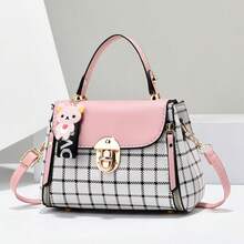 Small Purses And Handbags For Women Fashion Teenage Girls Crossbody Bag Lightweight Shoulder Bag Plaid Pattern Satchel - Hồng - Xem 1