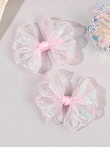2pcs Multicolor Mesh Hair Bows For Baby Girls Elegant Mesh Alligator Clips Sparkly Tulle Hair Clips Sweet Casual Hair Barrettes Girls Gifts Hairpins Baby Hair Accessories - Multicolor - View 1