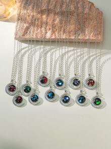 2件套金银复古月亮夜光吊坠，十二星座项链，附星座卡片，派对/生日礼物，日常佩戴 - 金+銀 - 查看 4