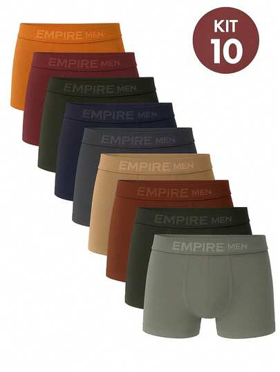 Kit 10 Cuecas Box Boxer Microfibra Adulto Lisas