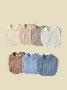 7pcs Baby Bibs, 100% Cotton Soft Gauze, Drool Bib, Adjustable Snap Button,Essential Items For Baby Growth - Multicolor - View 6
