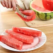 1pc, Stainless Steel Watermelon Slicer - Easy Fruit Splitter And Cutter For Kitchen Gadgets And Supplies - Silver - View 11