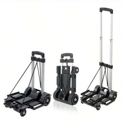 Portable Folding Push Truck Trolley Luggage Flatbed Cart Car Travel Portable Luggage Trolley