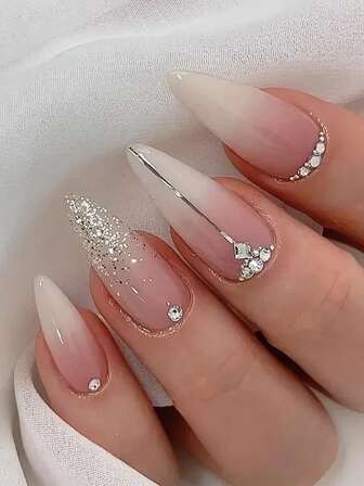 24 Pieces Of Ins Summer Fresh And Pure Style Painted Almond-Shaped Full-Coverage False Nails, With A Set Of Nail Tools, Suitable For Girls And Women To Wear At Parties, Balls And In Daily Life