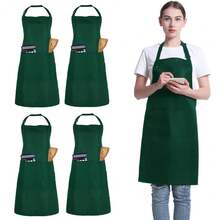 4 Pack Chef Apron, Adjustable Apron With 2 Pockets, Unisex Personalised Apron For CooFKing, Kitchen, Restaurant,Green - Green - 查看 1