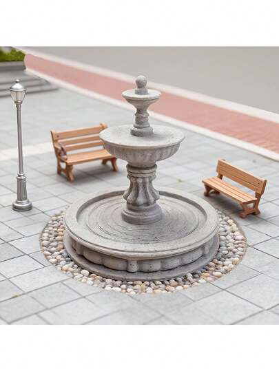 Modelo de fuente clásica de 3 niveles impresa en 3D - Pieza central miniatura elegante para paisaje en miniatura, terreno de juegos de , escenografía de RPG de mesa, modelos arquitectónicos, jardines de hadas y colecciones en miniatura, artículos en miniatura, accesorios de jardín de hadas en miniatura