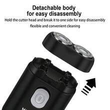 Portable Double-Head Electric Shaver, Men's Mini Beard Shaver, USB Rechargeable, Wet And Dry Use, Business Gift Box - Black - View 3