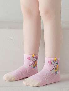 10双装女童棉质透气网眼独角兽泡泡防滑中筒袜，春夏款 - 彩色 - 查看 3