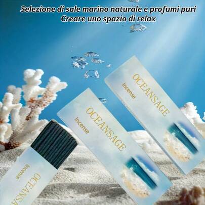 Ocean Sage Fragrance Incense Sticks - Faux Wood Incense Sticks With A Fresh Sea Salt Aroma, Suitable For Meditation, Yoga, Spa, And Holiday Gifts (Hanxin-Style Packaging), Comparable To Real Wood Fragrance