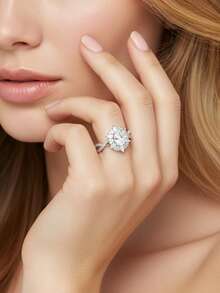 1pc Women's Wedding Ring, Hilary Flower Ring, 3.9g 925 Sterling Silver, 1.5 Carat Moissanite, Bohemian Palace Style, Luxury Engagement, Wedding, Anniversary, Valentine's Day Gift, Comes With Moissanite Certificate And Elegant Gift Box - Silver - View 5