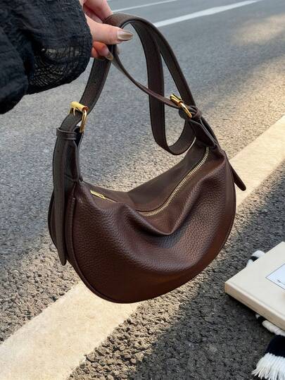 Fashionable New Women's Shoulder Bag, Solid Color Minimalist PU Leather High-End, Suitable For Dates, Shopping, Versatile, Large Capacity, Exquisite