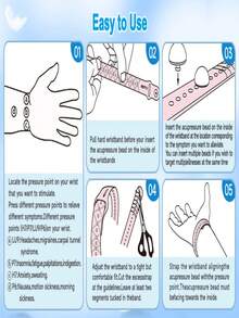 MEIYYJ 1对防晕动症腕带，符合人体工程学设计，单扣硅胶腕带。