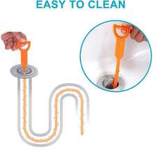 5PCS PP Plastic Sink Drain Clog Remover - Flexible Hair Catcher & Drain Cleaner, Unclogging Tool For Bathroom Sink, Bathtub, Shower & Kitchen - 橘色 - 查看 5