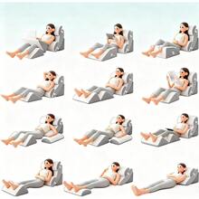 6PCS Bed Wedge Pillow Set For Sleeping Reading Pillow With 40D Memory And High Destiny Foam Orthopedic Support For Head/Back/Leg/Knee Post-Surgery And Reading Relief Adjustable Height - White - View 5
