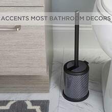 Bath Bliss Soporte para Cuencos con Tapa de Cierre automático, Limpieza Profunda, Acabado a Prueba de Huellas Dactilares, Cepillos Higiénicos, 1 Paquete,(1 paquete Carbono) - Multicolor - Ver 3
