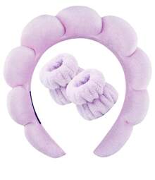 5 PCS/3PCS Girls Sponge Spa Headband Wristbands With Large Flower Hair Claw Clip Gift Set Hair Stuff Hair Accessories Set With Delicate Box For Party Gifts And Daily Use - 彩色 - 查看 11