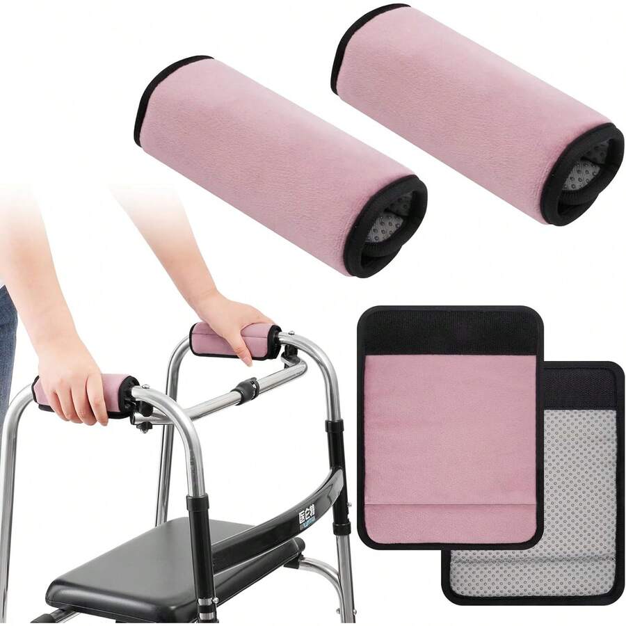 Soft Padded Grip Covers For Folding Wheelchair, Walker, Cane Handles, Mobility Aids (Gray/Pink) - Green - View 1