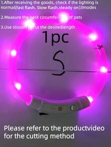 1件/2件 LED可充電發光PVC寵物項圈，3種照明模式，夜間可見，確保寵物安全，適用於小型到大型犬貓，節日氛圍項圈。項圈長度可修剪。本產品非通用尺寸，請在購買前確認產品尺寸，並根據寵物體重調整適用尺寸，以免使用過程中對產品造成損壞 - 彩色 - 查看 34