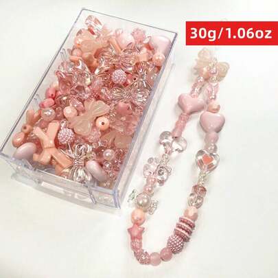 Yiwu Qiyou Accessories Co., LTD 30克/1.06盎司 1-3厘米随机混合亚克力珠，适合制作女士手链、项链和手机链