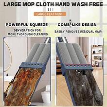 2025 New Large Flat Mop With 6 Reusable Mop Head Dry And Wet Flat Mop And Bucket Set Adjustable Handle Self Wringing Flat Mops 360 Rotation Flat Mop Blue With 6pcs Mop Head - 藍色帶6個拖把頭 - 查看 7