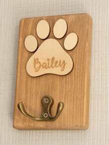 个性化定制文字牵引绳挂钩，定制名字木质墙钩，可定制卡通文字装饰挂钩，猫咪时尚款，个性化木质狗牵引绳挂架，狗绳收纳架，手工狗牌，牵引绳收纳，木质标牌 - 彩色 - 查看 9