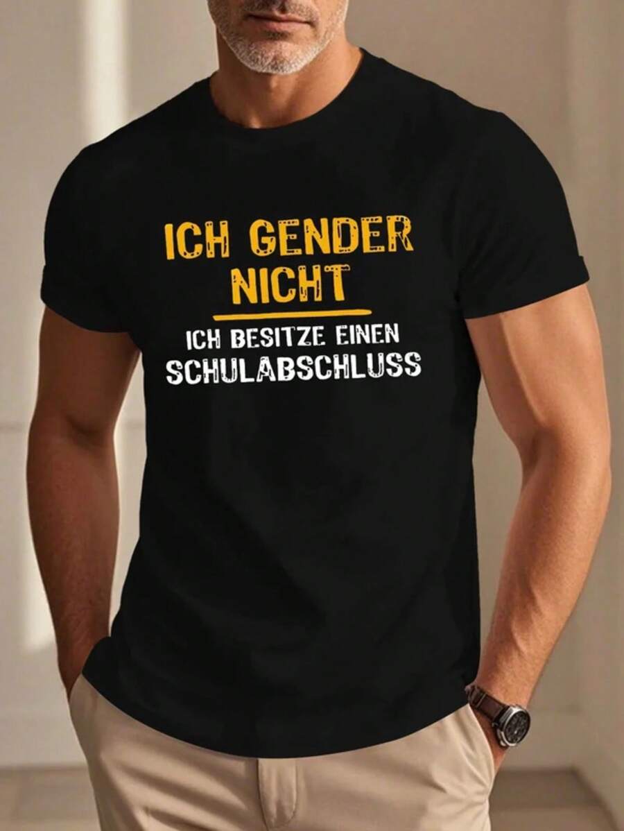 Camiseta de Humor Alemán para Hombre Ich Geschlechter Nicht - Geométrica Brillante - Blanco - Ver 1