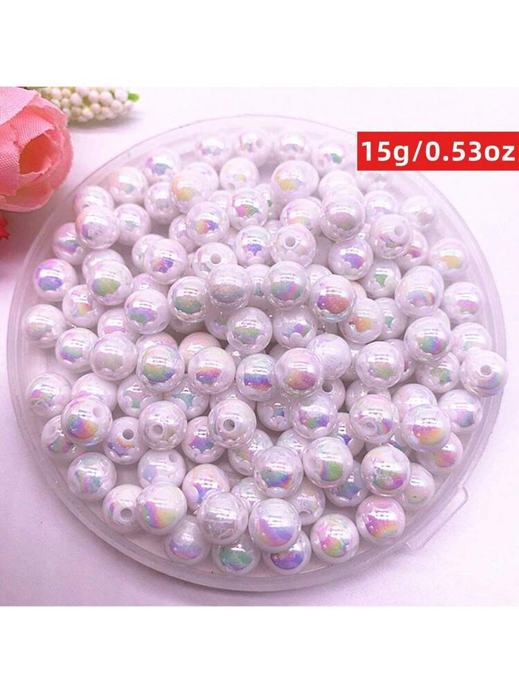 Yiwu Qiyou Accessories Co., LTD 1 Pack 4/6/8/10/12mm Fashionable Holographic Acrylic Beads, Suitable For Women DIY Jewelry Making