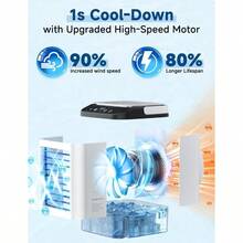 4-IN-1 Portable Air Conditioner 3 Speeds And 2 Spray Modes 900ML Tank Boosting Mode 25dB USB Powered Mini Cooler Humidifier Cooling Fan 7 Night Light Evaporative Air Cooler For Room Home - Snowy - View 2