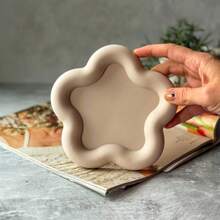 1个花形硅胶模具，DIY简易花卉托盘石膏模具，家居装饰/礼品展示环氧树脂模具，手工浇铸模具，珠宝展示托盘粘土硅胶模具 - 白色 - 查看 8