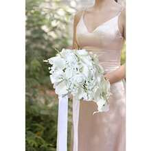 zxr INSUNSIX Ramo de lirio de calla de la novia flores de seda de 11 pulgadas para ceremonia de boda y aniversario blancos naturales125 - Blancosnaturales - Ver 5