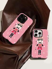 Estuche para teléfono con patrón de Rey Cascanueces Compatible con estuches para teléfonos   17  16 Pro Max  15 Pro Max  13 y  12 Hecho de material TPU a prueba de caídas, resistente al desgaste y cómodo de sostener Un gran regalo para familiares, amigos, seres queridos, novios/novias y para Navidad y Año Nuevo - Blanco - Ver 3