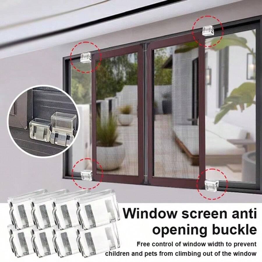 10/20个装重型推拉窗锁，纱窗固定夹，窗轨安全固定夹，采用耐用塑料和金属结构制成，用于提高纱门的安全性。