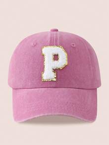 1顶男女通用26字母水洗棒球帽，遮阳帽，适合户外活动和日常佩戴，防紫外线 - 金標-粉紅水洗帽 - 查看 18