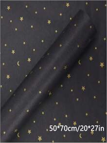 10/20 Sheets Of Gold/Black Moon And Star Patterned Tissue Paper | 20*27in Inches. Suitable For Valentine's Day, Wedding Season, Ramadan, Bouquet Wrapping, Gift Box Lining, Birthday Gift Wrapping, Crafts - Multicolor - View 2