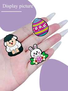 16 Pieces Of Easter Series, Themed Shoe Accessories, Cute Rabbits And Eggs Made Of PVC Material, DIY Decorative Hangers, Very Suitable As Birthday And Party Gifts. With Bright Colors And Playful Designs, Shoe Accessories, Hot-Selling Easter Series DIY Shoe Accessories Shoe Charm Accessories, Suitable For Various Wristbands, Bags And Accessories - Made Of PVC Material. Ideal Gifts For Birthdays, Christmas And Valentine's Day. - Purple - View 9